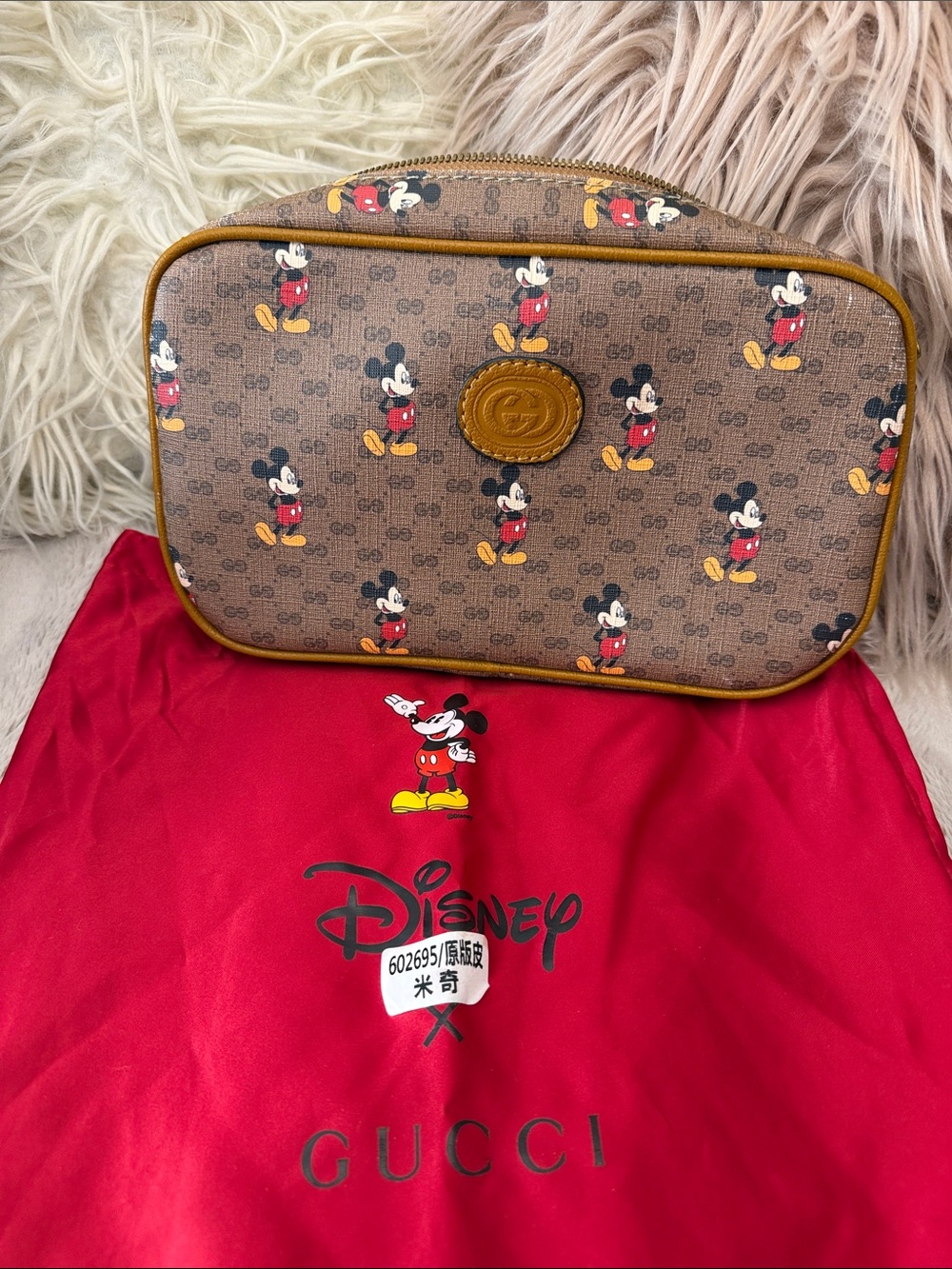 Disney Brown Mickey Canvas Crossbody Pouch